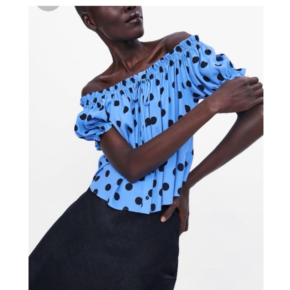 Zara off the shoulder blue